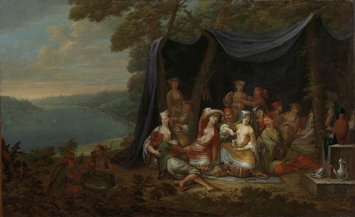 Fête champêtre with Turkish Courtiers under a Tent