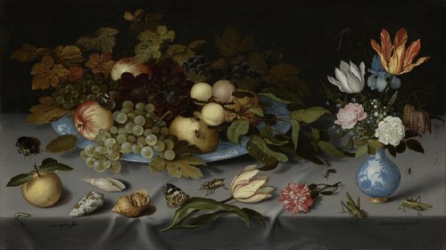 Stilleven met vruchten en bloemen
