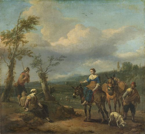 Italiaans landschap met figuren