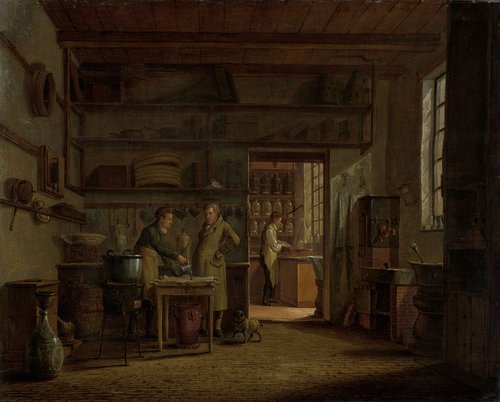 Interieur van het 'Stoockhuys' van apotheker A. d'Ailly