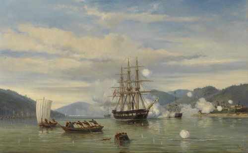 HMS 'Medusa' Forcing the Passage through Shimonoseki Strait between Kyushu and Honshu, September 1864