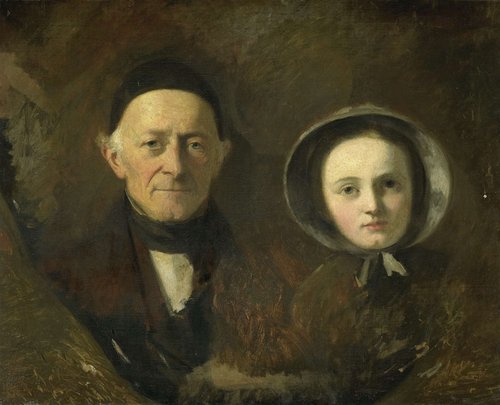 Johann Joseph Hermann (1782-1857). Schoonvader van de schilder, met zijn kleinkind Ida Schwartze, oudste dochter van de schilder