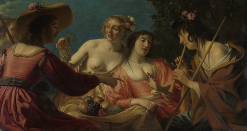 Shepherd Playing the Flute, and four Nymphs