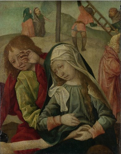 Virgin and Saint John Mourning over the Body of Christ, fragment of a Lamentation of Christ