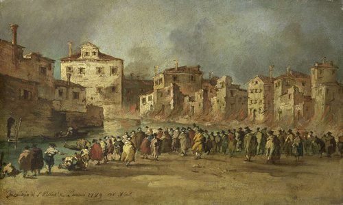 De brand in de wijk van San Marcuola, Venetië, 28 november 1789