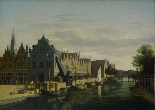 De Waag en de kraan aan het Spaarne te Haarlem