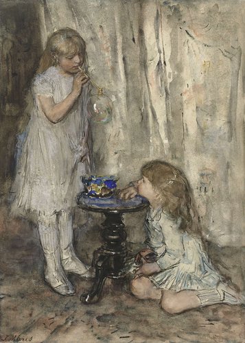 Two Girls Blowing Bubbles