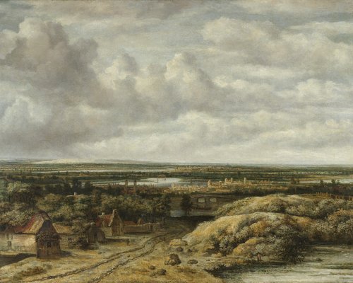 Distant View with Cottages along a Road