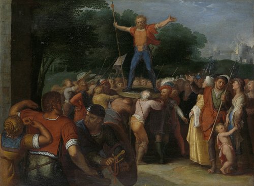 Brinio op het schild geheven