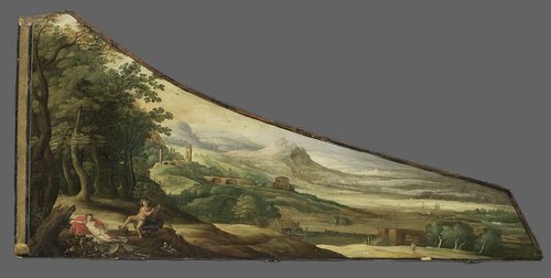 Schilderij op een klavecimbeldeksel met De dood van Euridice