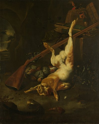 Jachtbuit met dode haas