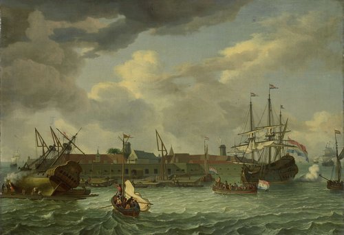 Het eiland Onrust bij Batavia