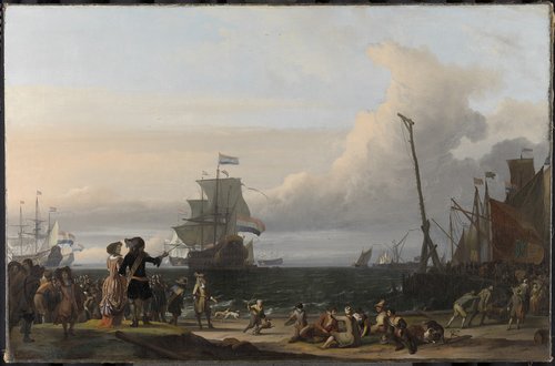 Dutch Ships in the Roads of Texel; in the middle the 'Gouden Leeuw',  the Flagship of Cornelis Tromp