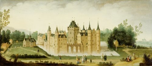 Gezicht op het kasteel te Egmond aan den Hoef