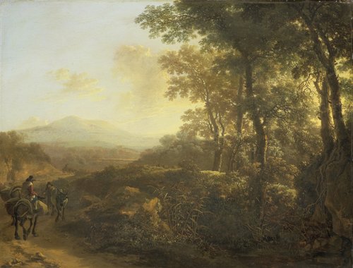 Italiaans landschap met muilezeldrijver