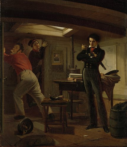 Jan van Speyk Debating whether to Set Fire to the Gunpowder by Jacobus Schoemaker Doyer