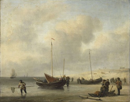 Fishing Boats on Shore (The Shore, Unloading a Fishing Smack)