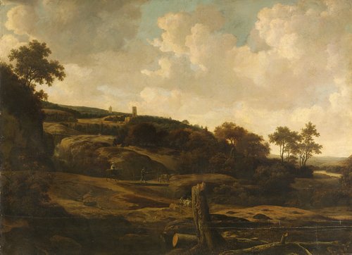 Bergachtig landschap met ruïne