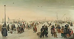 Enjoying the Ice near a Town