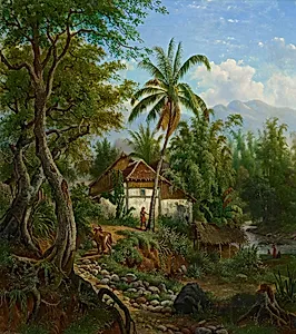 Landscape in the Dutch East Indies (Java?) by Maurits E.H.R. van den Kerkhoff