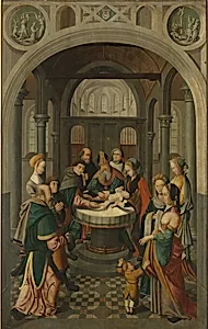 Panel of an Altarpiece with Circumcision of Christ, on verso is Resurrection of Christ