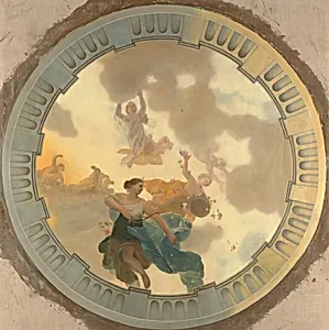 Part (central part) of a ceiling decoration with Diana and her companions as the principal representation
