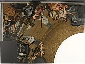 Part (top left) of a ceiling decoration with Diana and her companions as the principal representation