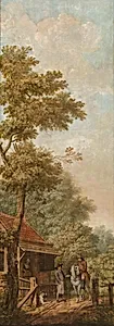 Three Painted Wall Hangings of a Dutch landscape