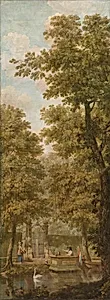 Three Painted Wall Hangings of a Dutch landscape