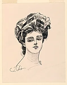 A Lady's Head, from Scribner's "Eighty Drawings including the Weaker Sex"