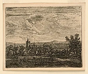 A Village in a Broad Landscape in the Evening Light