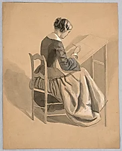 A woman drawing