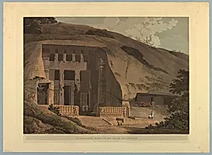An Excavated Temple On the Island of Salsette, from "Oriental Scenery: Twenty Four Views in Hindoostan" by Thomas Daniell, British, 1749 - 1840