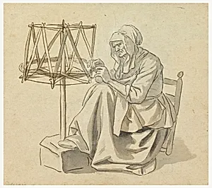 An Old Woman Spinning