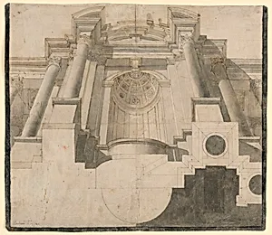 Architecture seen from below, design for plate 55 in Andrea Pozzo's "Perspectiva pictorum et architectorum"
