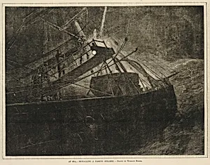 At Sea--Signalling a Passing Steamer, from Every Saturday, April 8, 1871 by Winslow Homer