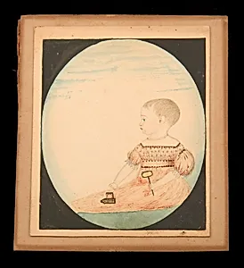 Baby in Pink with an Iron by Unidentified