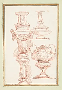 Baluster, urns and pedestal