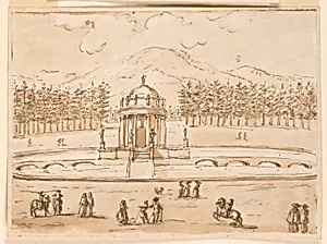 Basin with a pavilion in a park by Giuseppe Barberi, Italian, 1746–1809