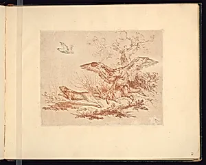 Birds Hunting Hares in a Landscape