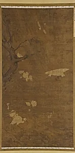 Birds, Willow Tree, and Flowers