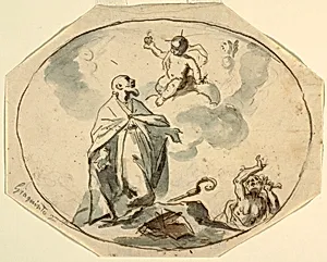 Bishop Saint Adoring Christ Child