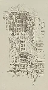 Building the Building (from portfolio, Lithographs of New York in 1904)