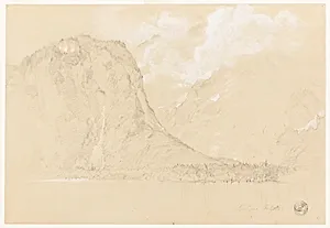 Burgstallstein and Schrainbach Waterfall on the Königssee, Bavaria (Germany) by Frederic Edwin Church, American, 1826–1900