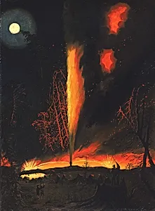 Burning Oil Well at Night, near Rouseville, Pennsylvania