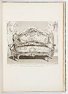 Canapé executé pour Mr. le Comte de Bielinski Grand M.al de la Couronne de Pologne, en 1735.; Canapé exécuté pour le comte de Bielinski en 1735, 4th Plate by Juste-Aurèle Meissonnier, French, b. Italy, 1695–1750