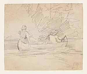 Canoe with Three Men