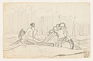 Canoe with Three Men