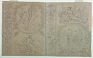 Cartoon for cotton printing: Les Quatre Ãlements