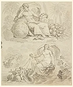 Cartoon for Cotton Printing: Les Quatre Elements